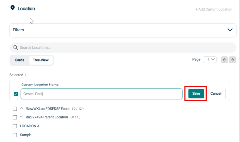 save custom location
